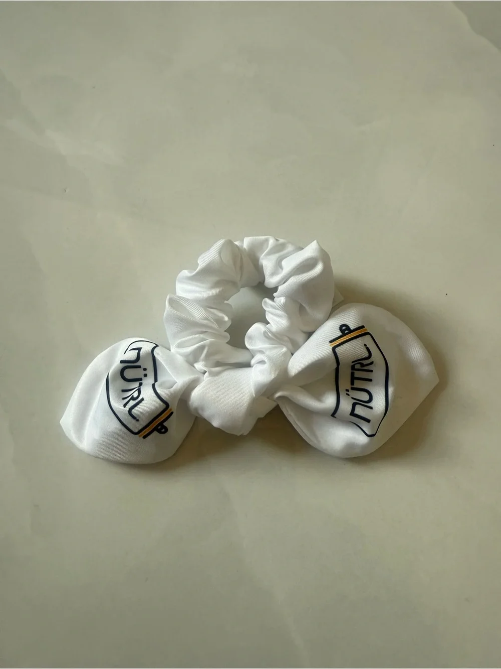 NÜTRL White Logo Bow Scrunchie